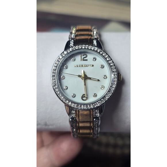 Liz Claiborne Silver and Gold Tone Mother of Pearl Ladies Watch - Picture 1 of 5